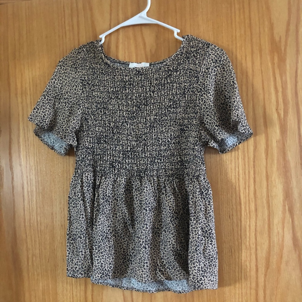 Cheetah print smocked top